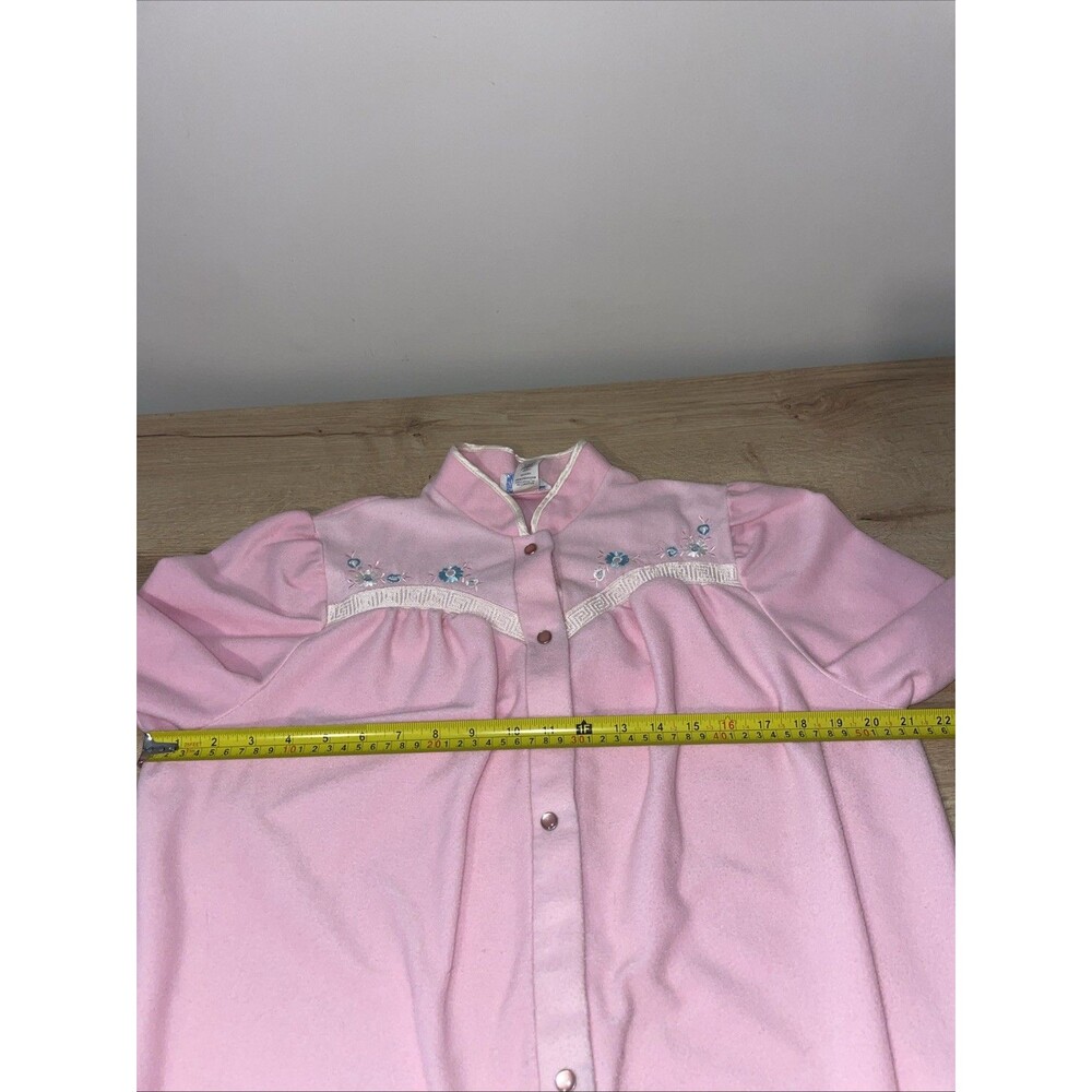 Vtg 1970s Wolverine Knitting Mills Pink Fleece Housecoat Robe ILGWU Union Made - Picture 7 of 9